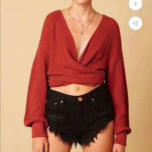 Orange knit cropped sweater